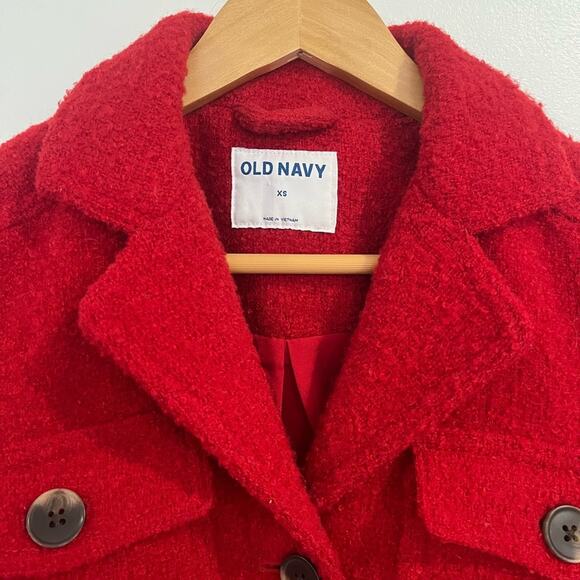 Old Navy Women's Robbie Red Wool Shacket Coat Button Down Utility XS - Picture 4 of 7